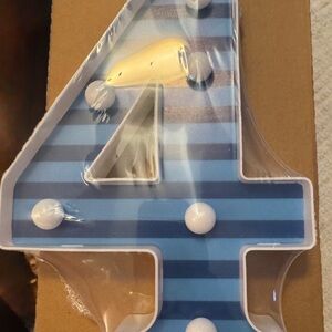 3/$13 NIB- Blue Striped Number 4 Party Light
